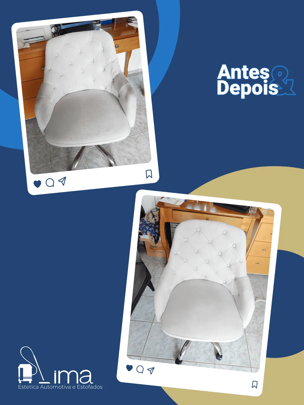 Higienização de Cadeiras em São Paulo — antes e depois